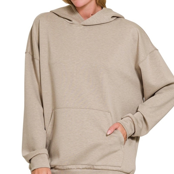 Zenana Oversized Scuba Hoodie with Kangaroo Pocket - Picture 2 of 3